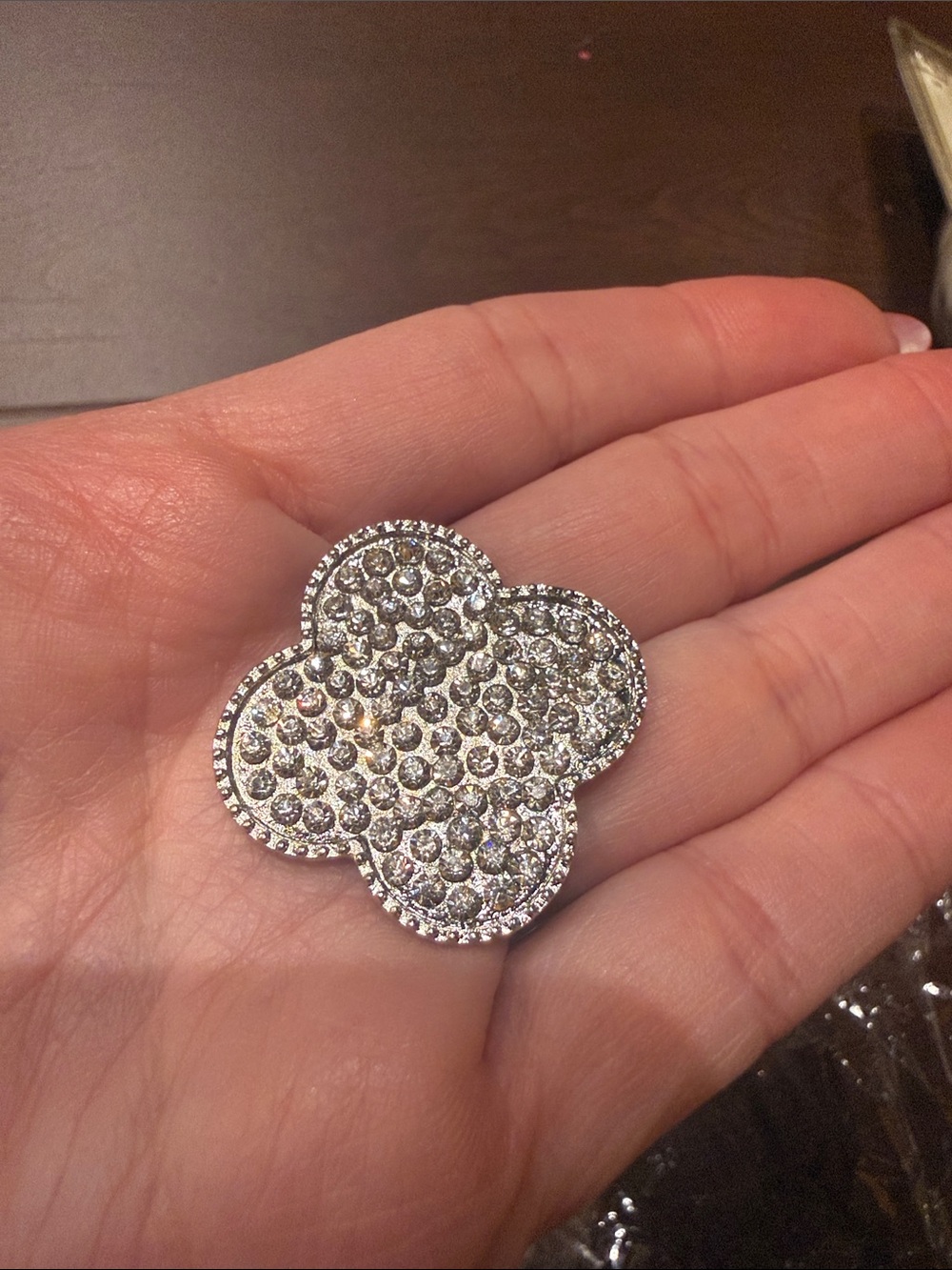 Crystal Pave Clover button dozen- Silver